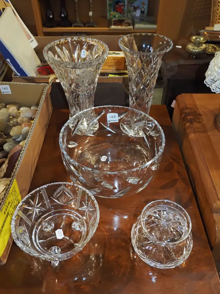 cut crystal vases, bowls, jam pot Tallest vase H210 Image 1++