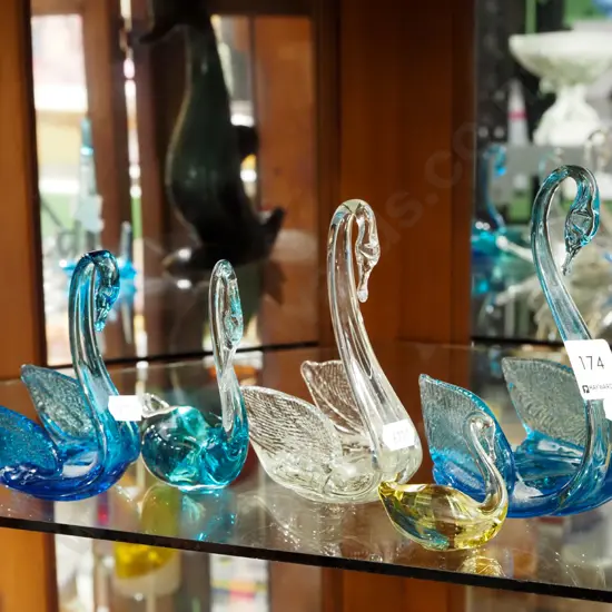 assorted glass swan figurines Tallest H145
