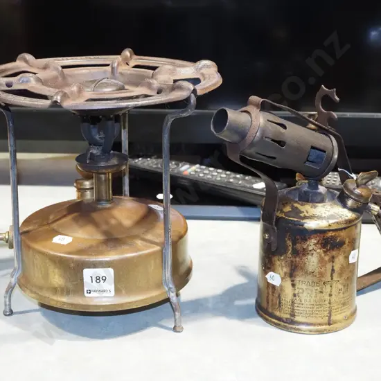 Primus camp stove, brass blow torch