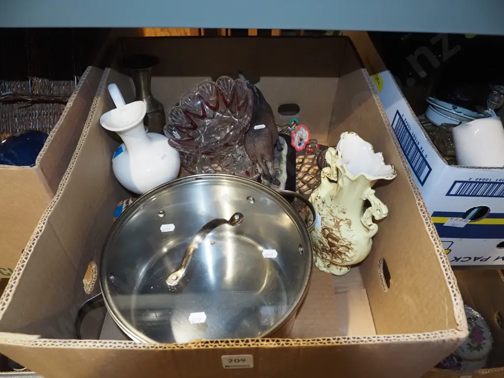 box; lidded pot, glass comports, vases etc Image 1++