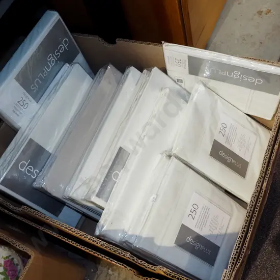 box of as new pillow cases, cotton sheets