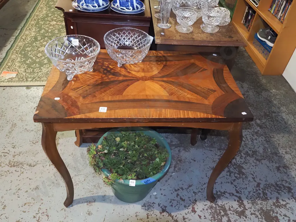 marquetry inlaid cab leg hall table H660 W760 D465 Image 1++