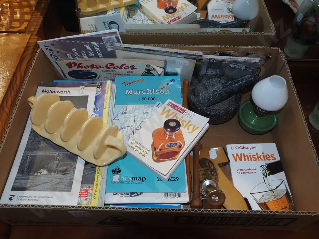 box; various maps, toast racks, small mortar and pestle etc Image 1++