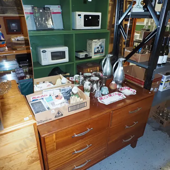 mid century teak 6 drawer mirror back dresser H1605 W1140 D415