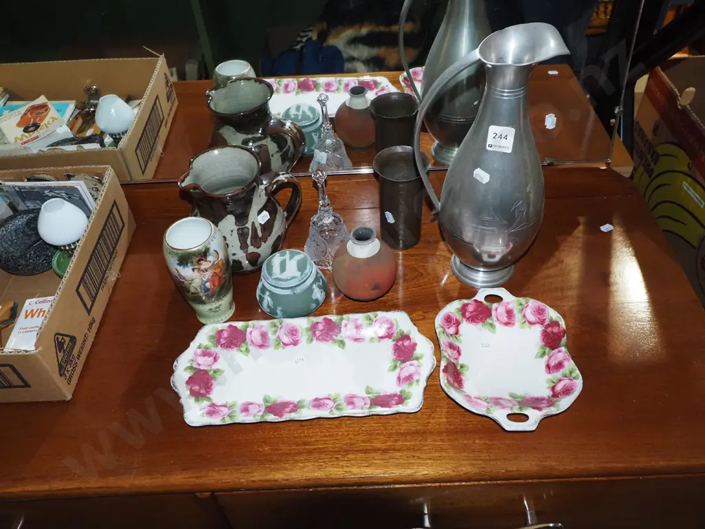 pewter jug, old country rose trays, vases Jug H310 etc Image 1++