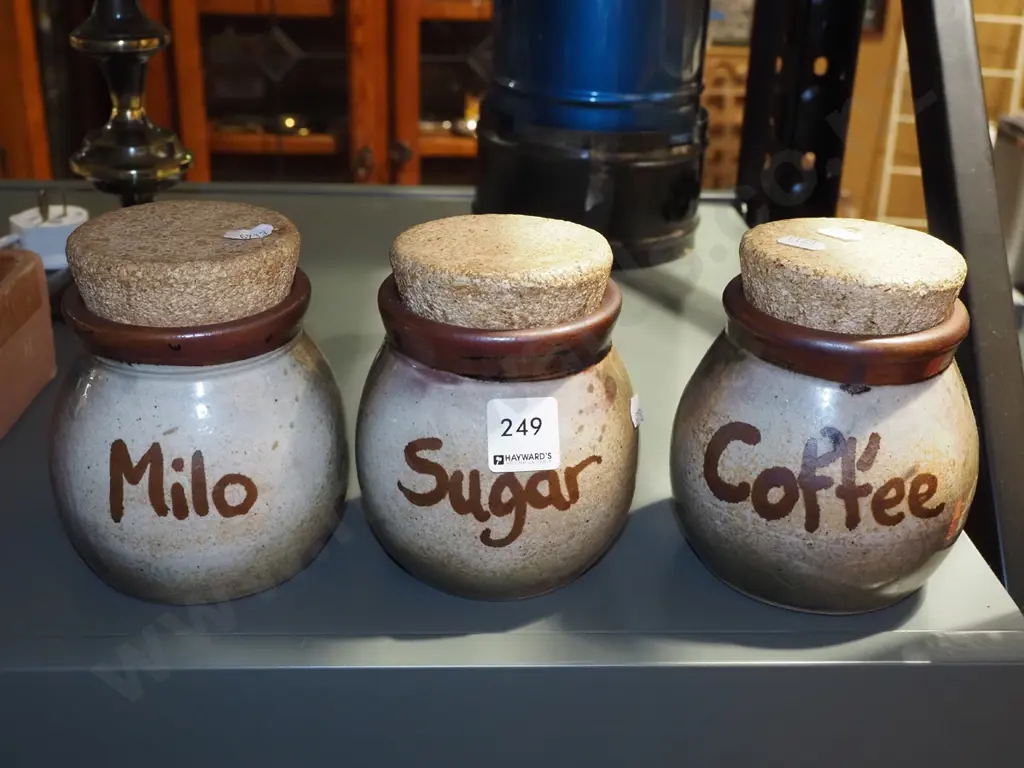 3x studio pottery storage canisters Image 1++
