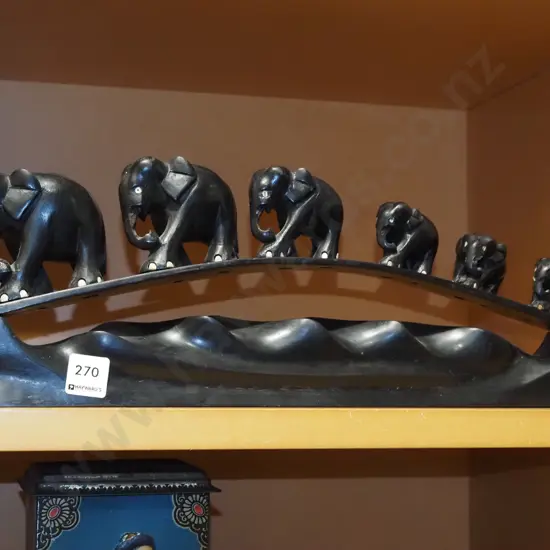 ebonised elephant figurine - missing trunks L460