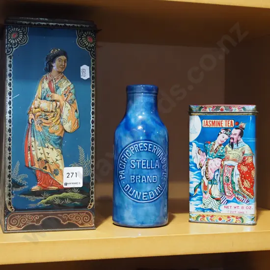 vintage tins, Pacific Preserving Co Dunedin bottle H185