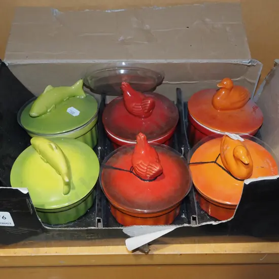 box of rammekins with animal themed handles