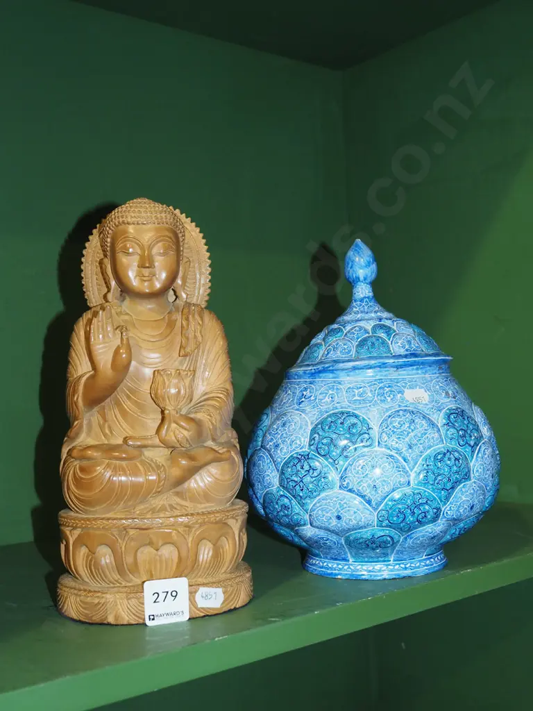 carved buddha H260,  decorative metal lidded canister Image 1++
