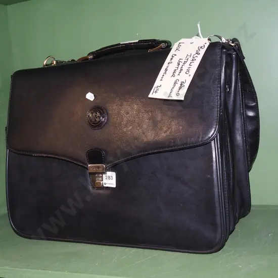Italian leather lock combination satchel