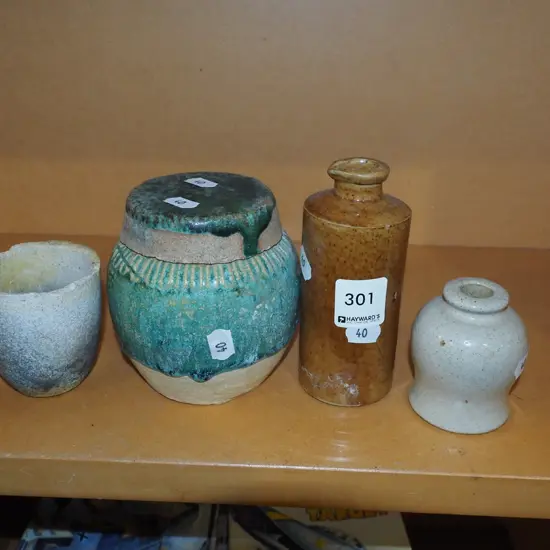 small crucible - chip, ginger jar, 2x ink bottles