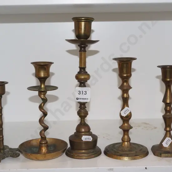 5x brass candlesticks H230