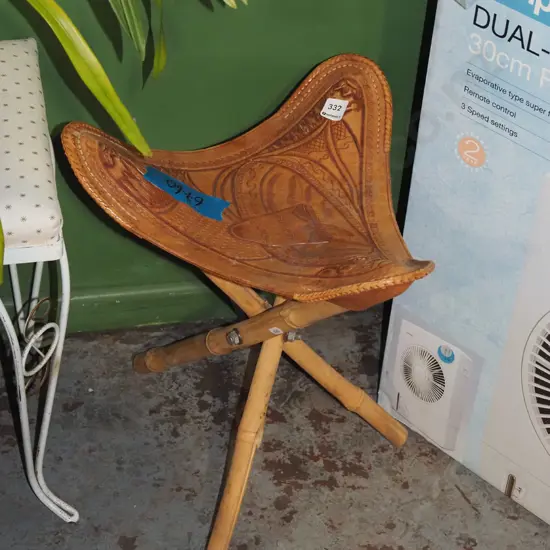 collapsable tooled leather stool