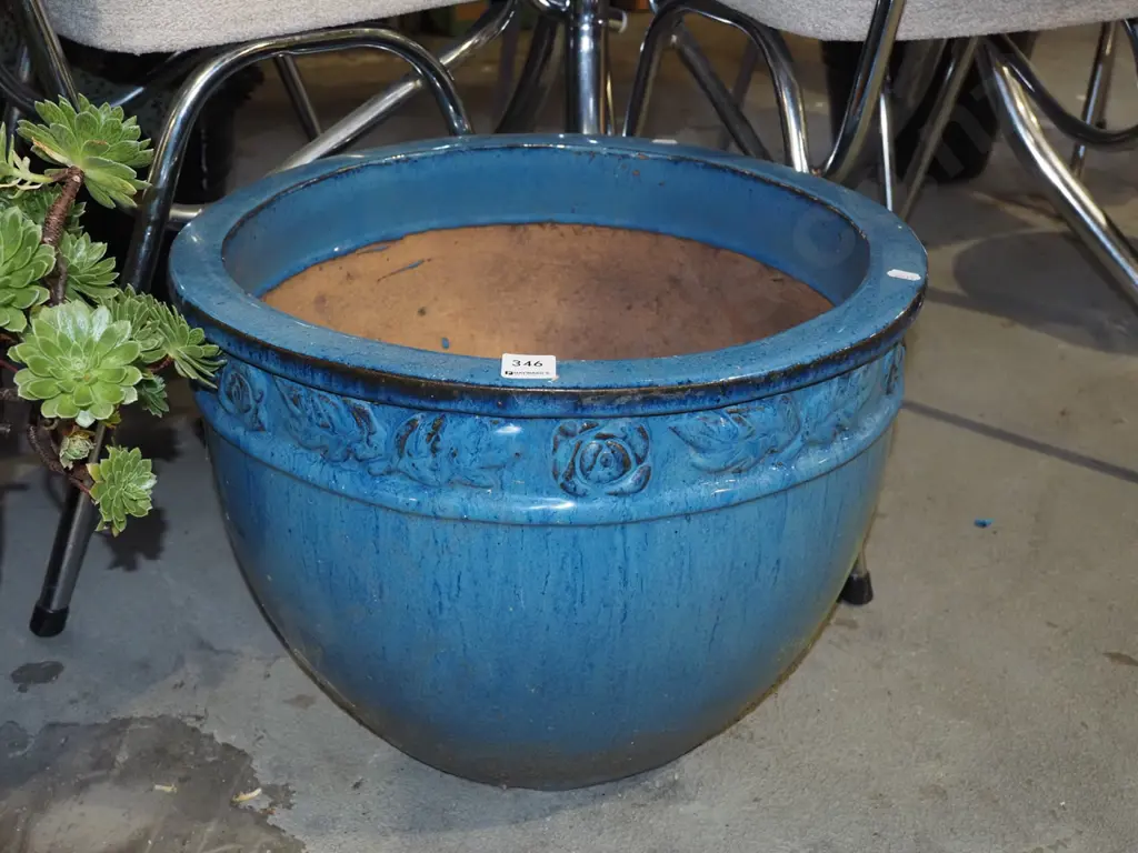 blue glazed planter H320 Image 1++