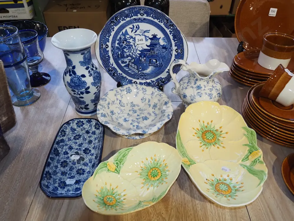 willow plate, Carlton Ware dishes, vase etc Image 1++