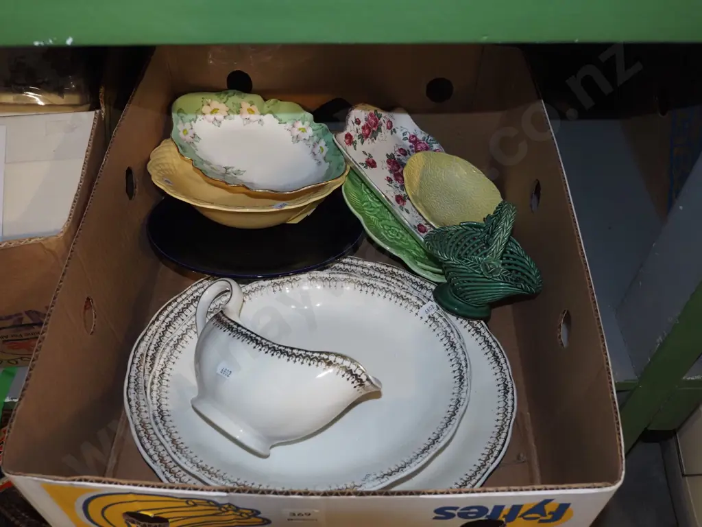 box; Grindley ashets, jug, ceramic basket etc Image 1++