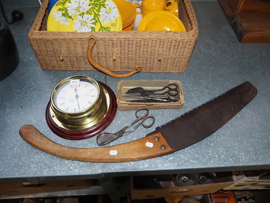 ships clock, hand saw, candlewick scissors etc Image 1++