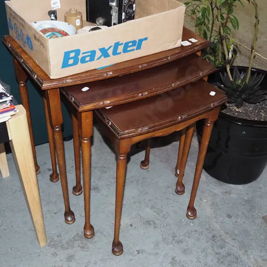 mahogany nest of 3 tables
