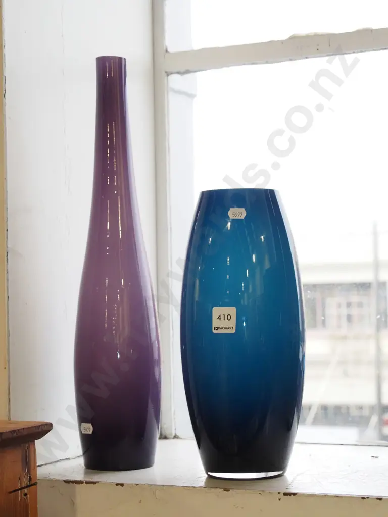 blue glass vase, purple glass vase Tallest H440 Image 1++
