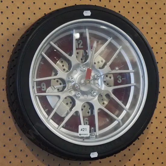 wheel themed wall clock