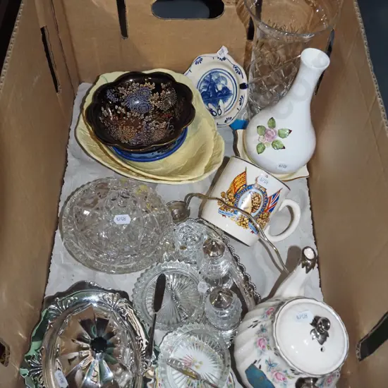 box; vases, teapot, condiments etc