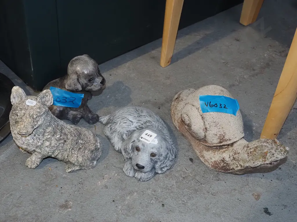 concrete garden ornaments - dogs, snail L340 Image 1++