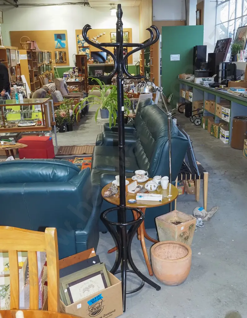 wooden black painted coat stand Image 1++