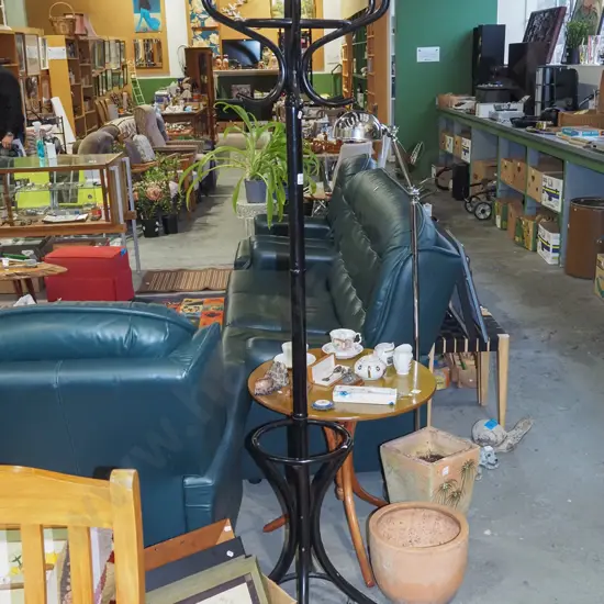 wooden black painted coat stand