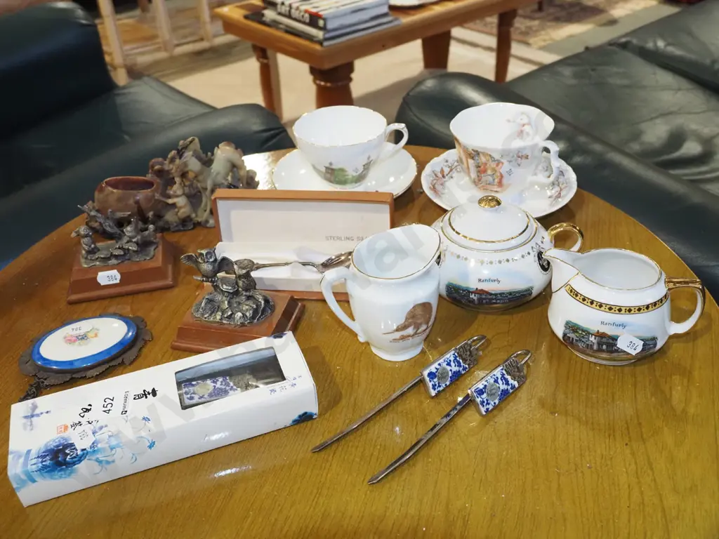 cups, saucers, teaspoons, soapstone figurines etc Image 1++