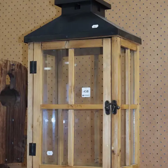 large wooden candle lantern H57