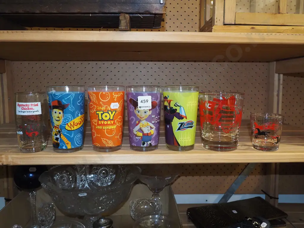 shelf of promotional glass tumblers Image 1++