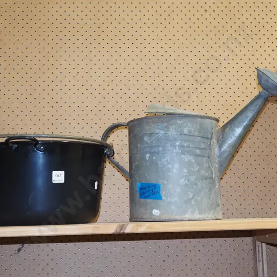 enamel jam pan, watering can - faults