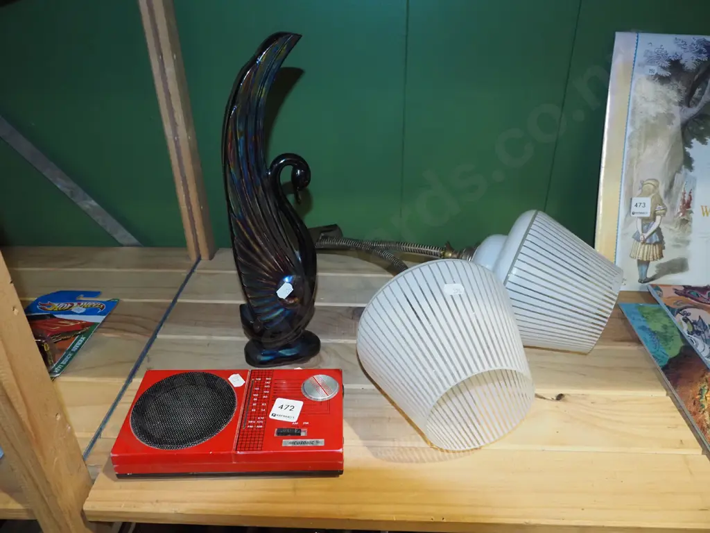 1980s AM/FM radio , retro wall light fittings, lustre swan  Image 1++