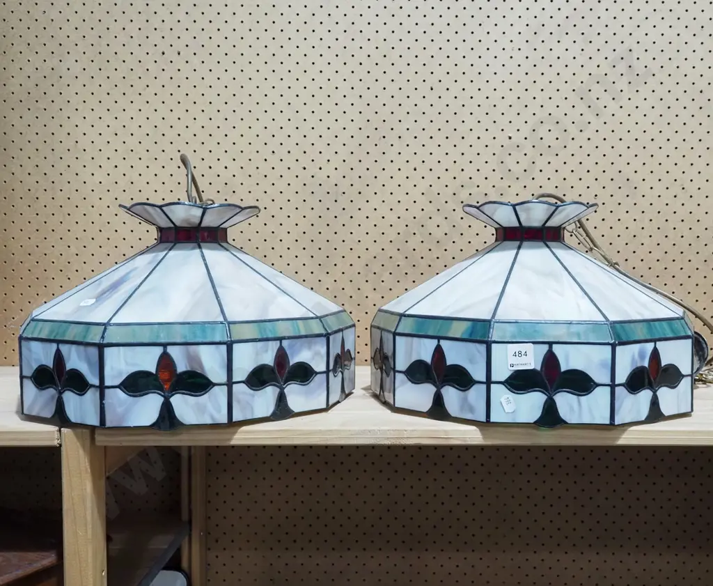 2x leadlight light shades Image 1++