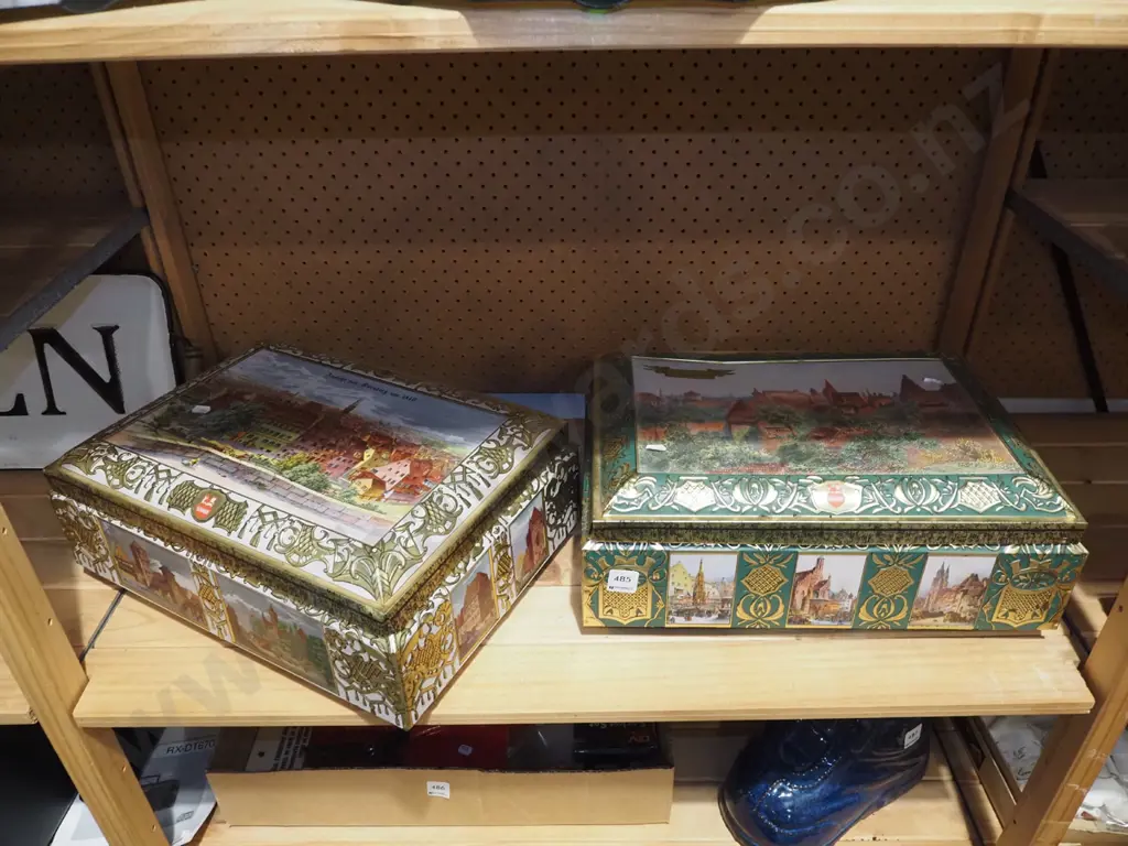 2x presseed tin European biscuit tins Image 1++