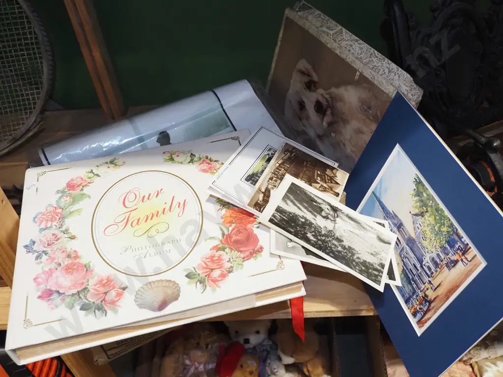 box; unframed prints, photo album etc Image 1++