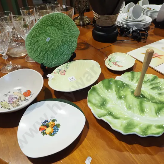 leaf dishes, retro Crown Devon vegetable dish etc