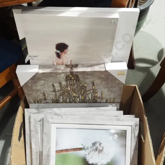 box; floral prints, 3x prints on boxed canvas