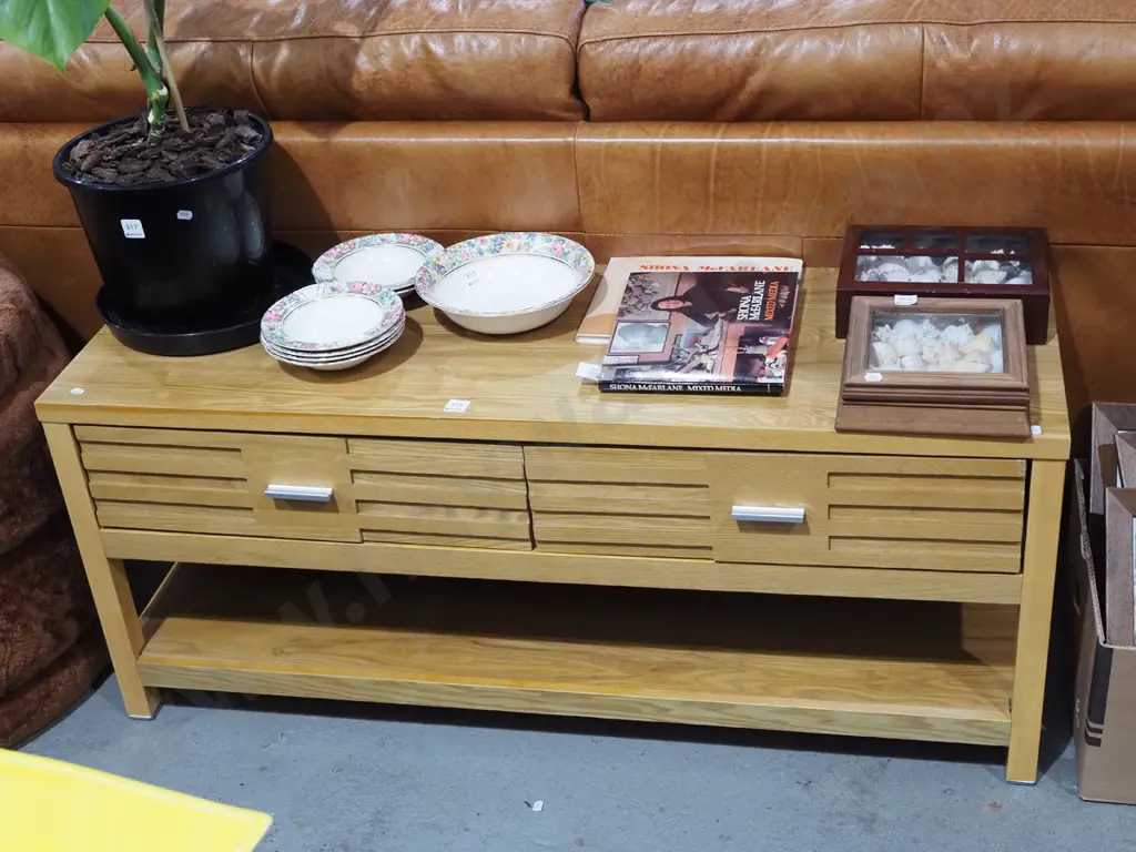 mdf faux wood veneer 2 drawer sideboard H550W1200 D400 Image 1++