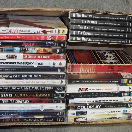 box of DVDs