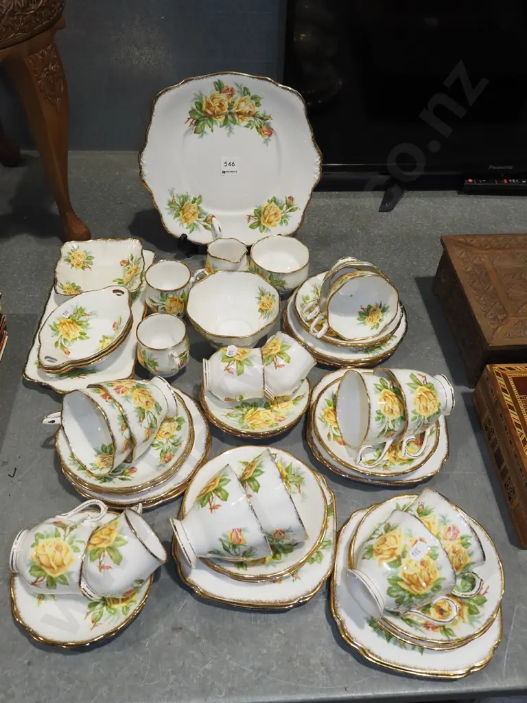 large assortment of Royal Albert tea rose cups, saucers, plates, creamers etc Image 1++