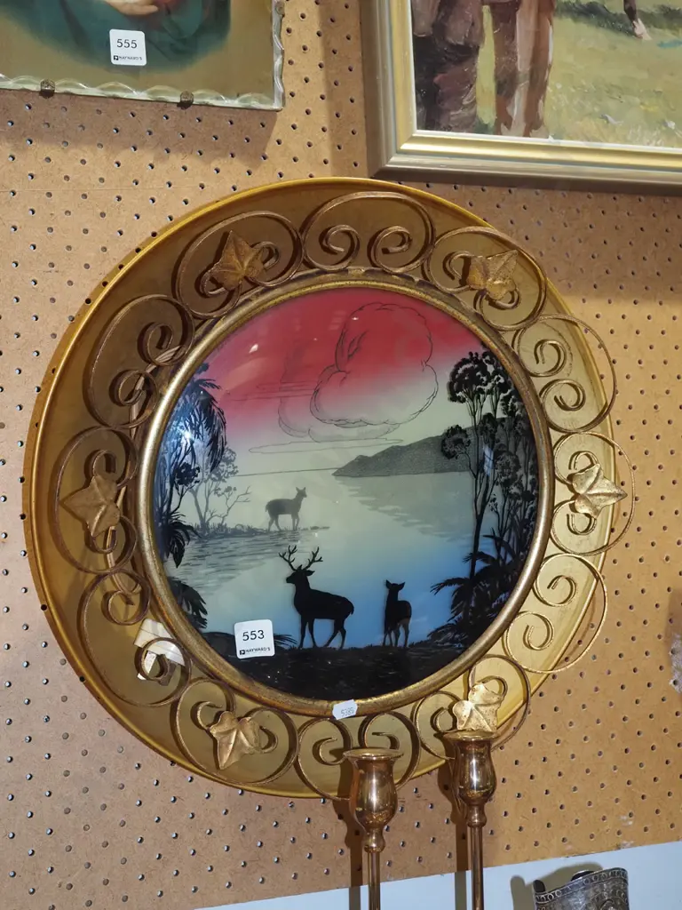 retro illuminated wall light - deers by lake - As Is No Returns Image 1++