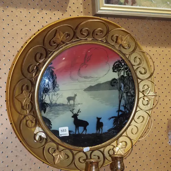 retro illuminated wall light - deers by lake - As Is No Returns