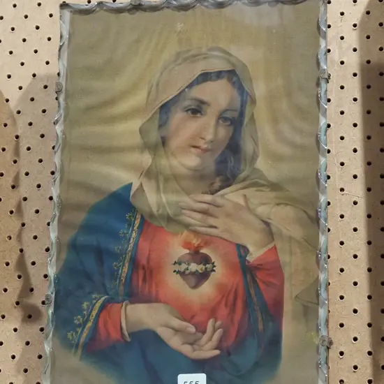 religious print behind glass