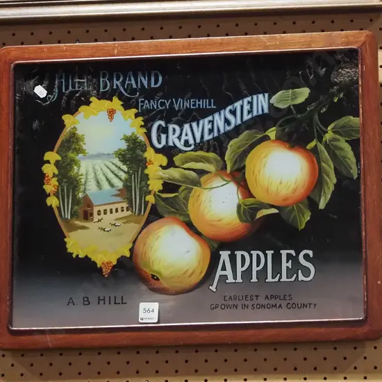 framed acrylic on glass - orchard advertising