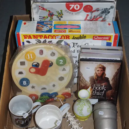 allsorts; DVDs, coffee mugs, learning clock etc