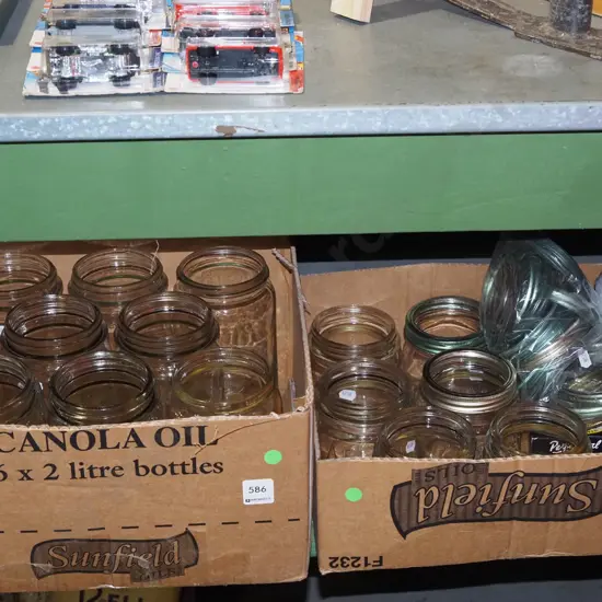 2x boxes of mixed sizes Agee preserving jars and lids