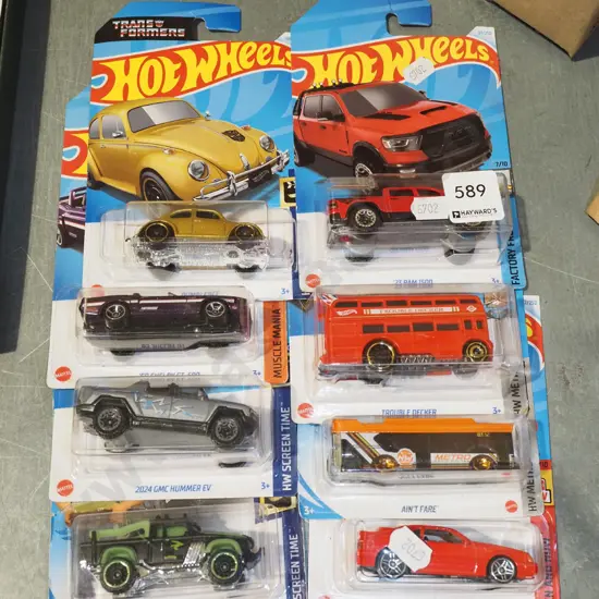 8x as new carded Hotwheels vehicles