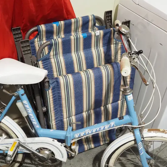 2x striped camping chairs